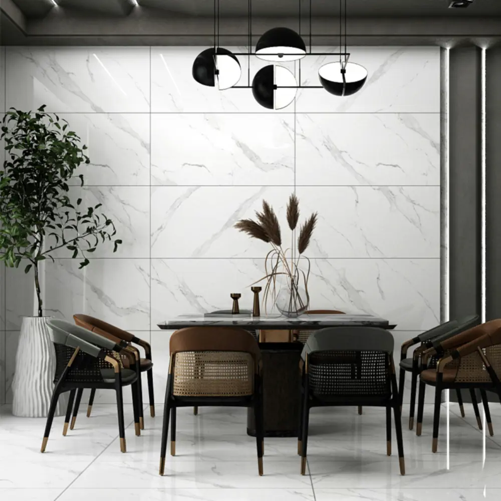 Керамогранит "Sonex" Carrara Polaris Glossy полированный 60x120 см 1.44 м2 цвет белый с серыми прожилками — купить в Владимире